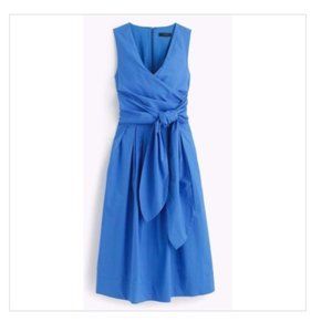 NWT Jcrew Blue Cotton Poplin wrap dress sz6